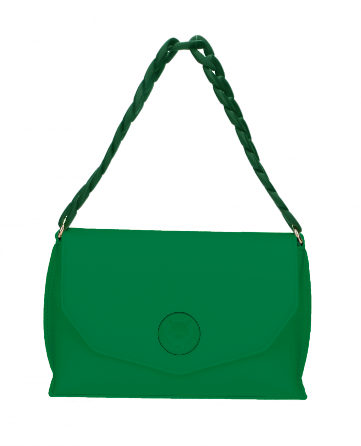 Chic Green Flap Crossbody Bag with Logo Detail