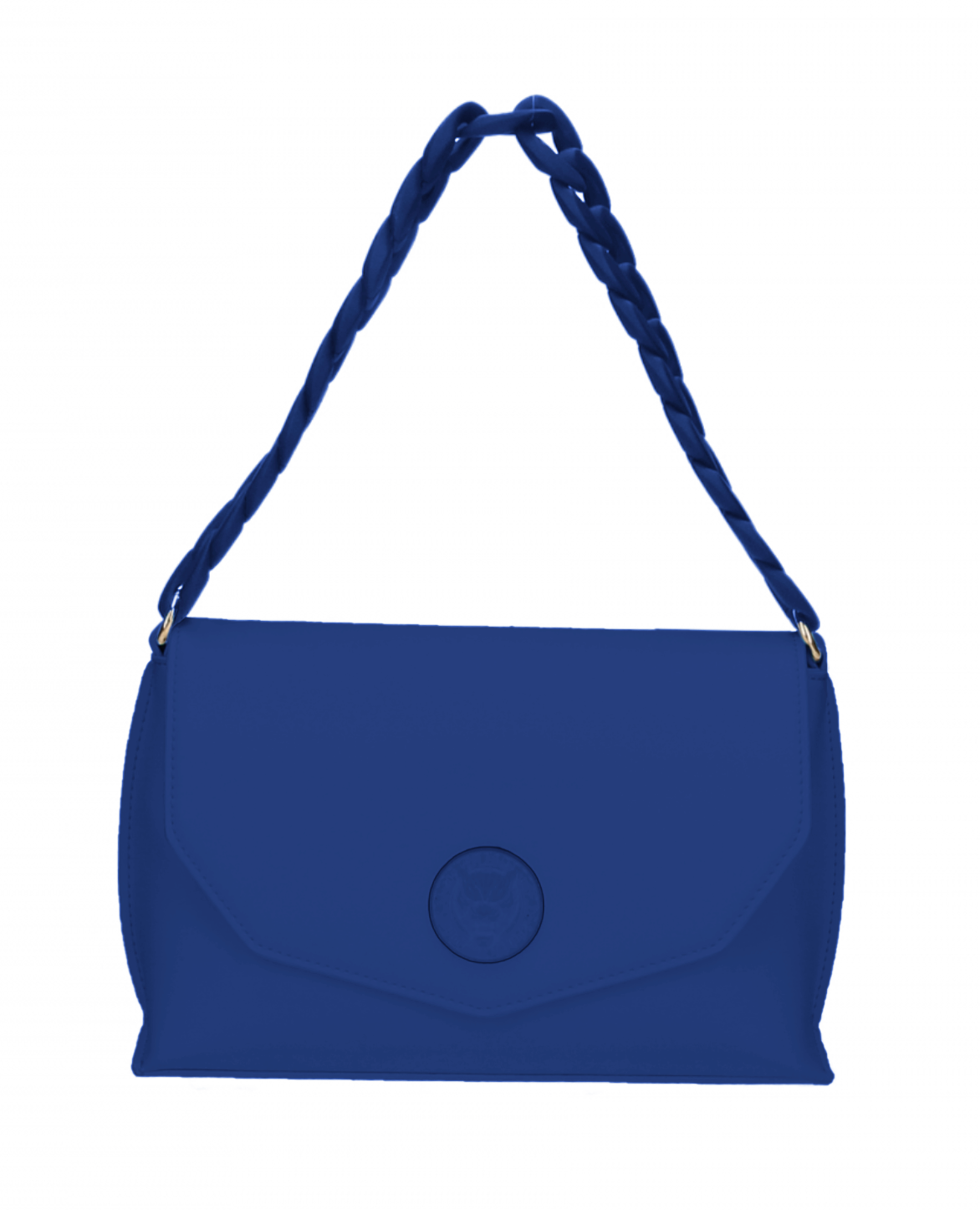 Elegant Blue Flap Crossbody Bag with Logo Detail