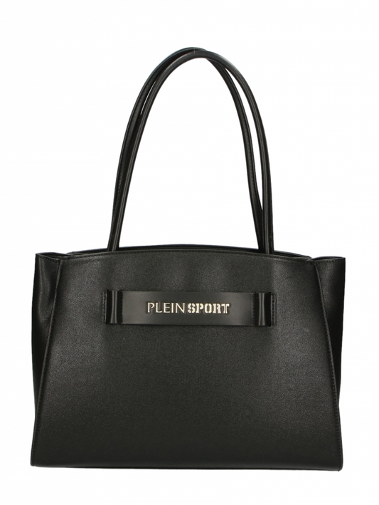 Sleek Black Three-Compartment Tote Bag