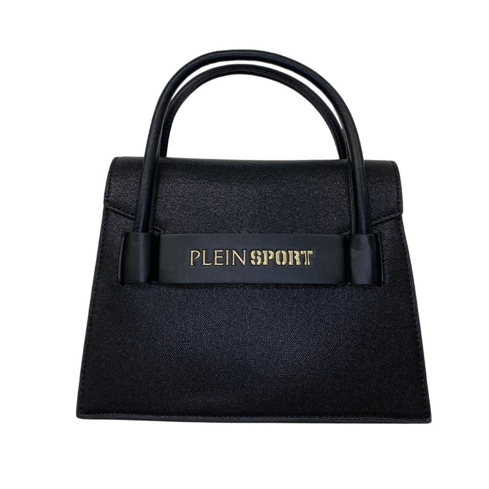 Elegant Black Tote with Logo Accent