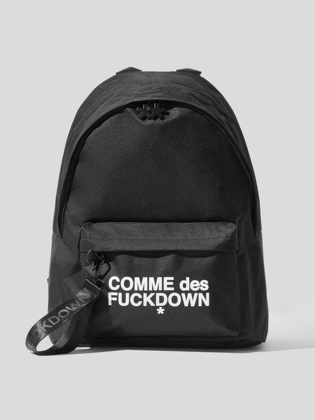 Sleek Black Nylon Backpack with Front Logo