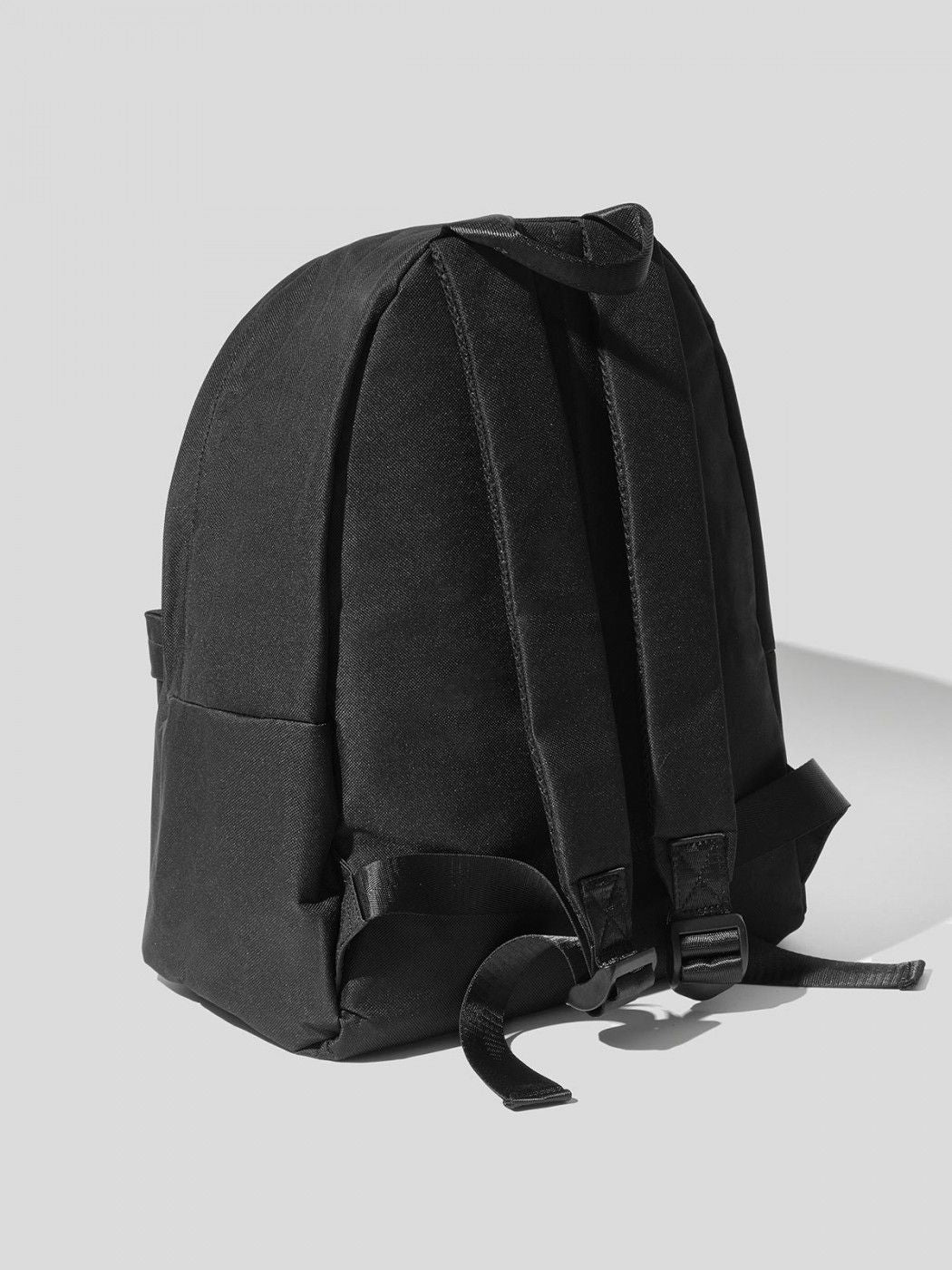 Sleek Black Nylon Backpack with Front Logo