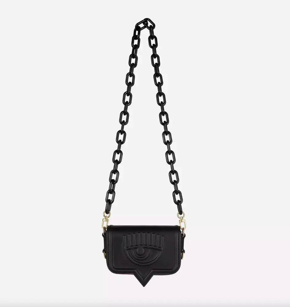 Chic Black 'Eyelike' Crossbody Bag with Dual Chains