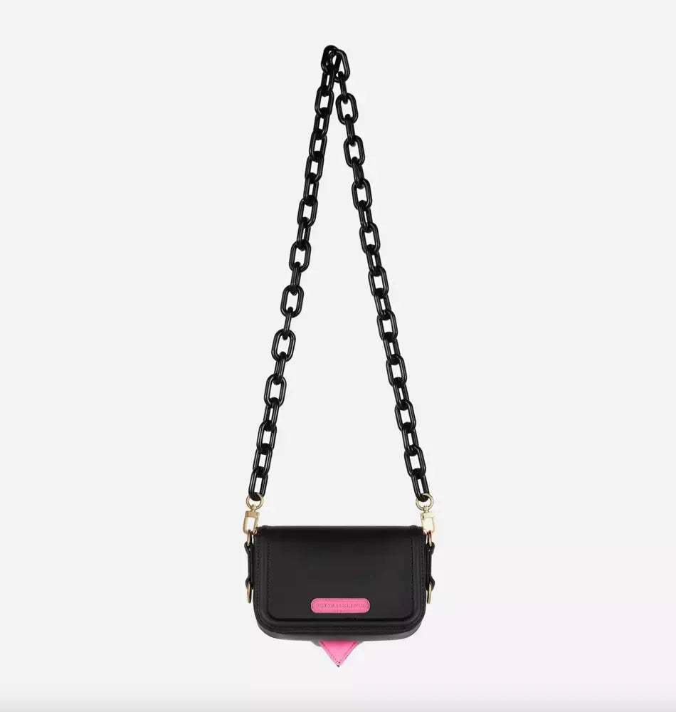 Chic Black 'Eyelike' Crossbody Bag with Dual Chains