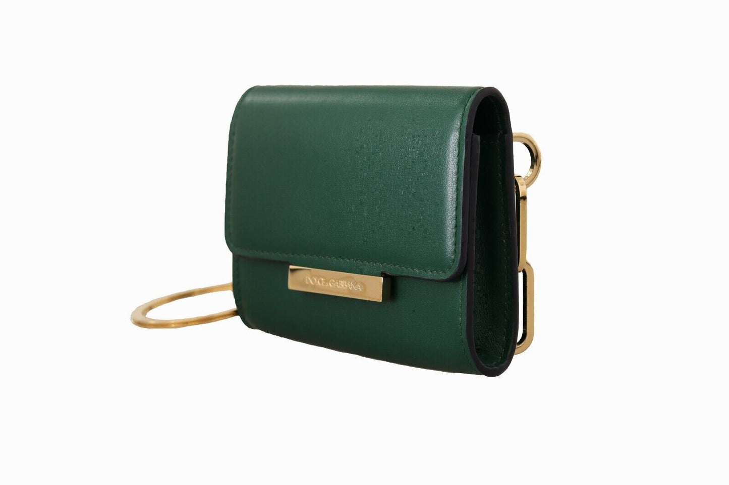 Chic Green Leather Coin Purse with Chain Strap