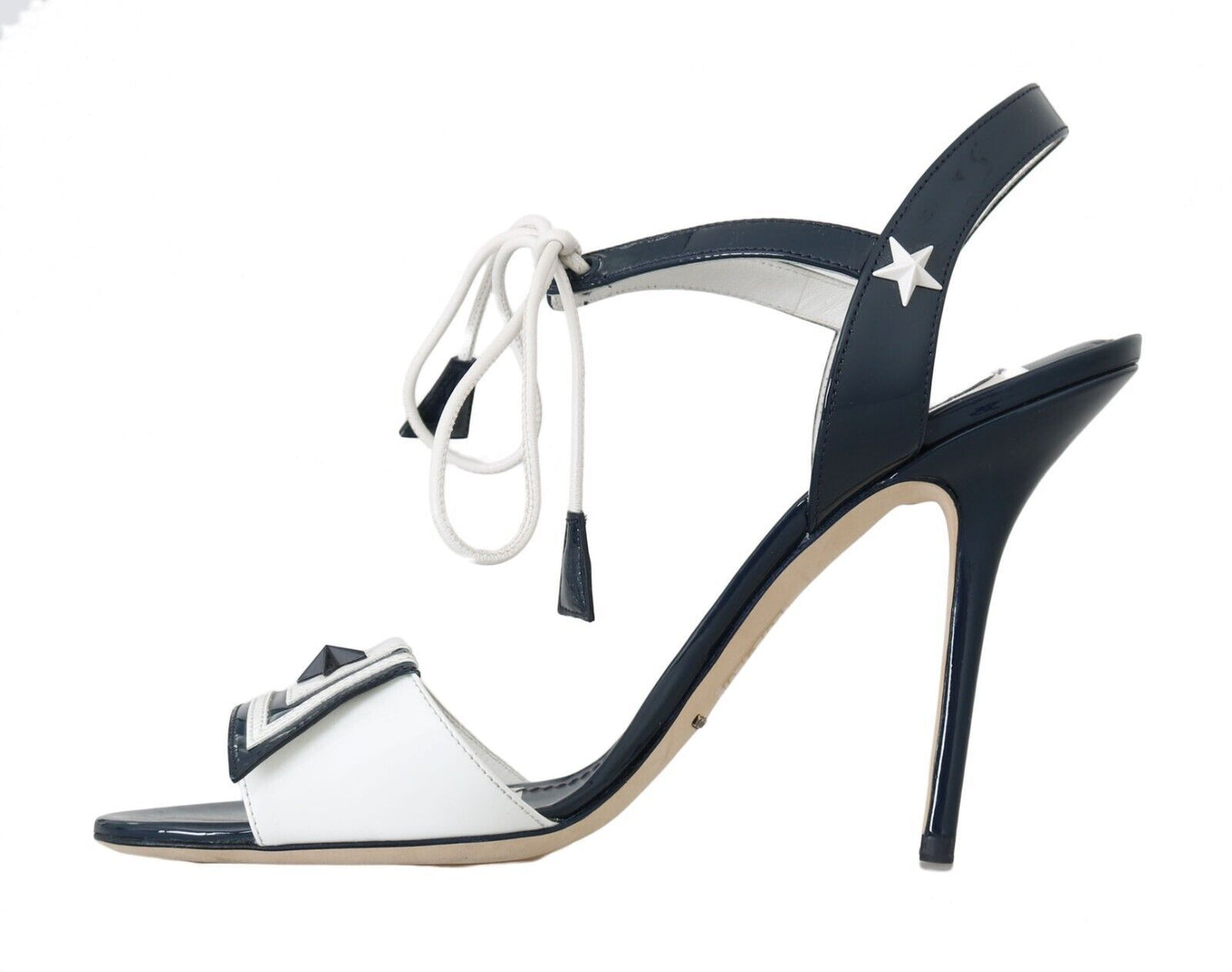 Striped Elegance Leather Heel Sandals