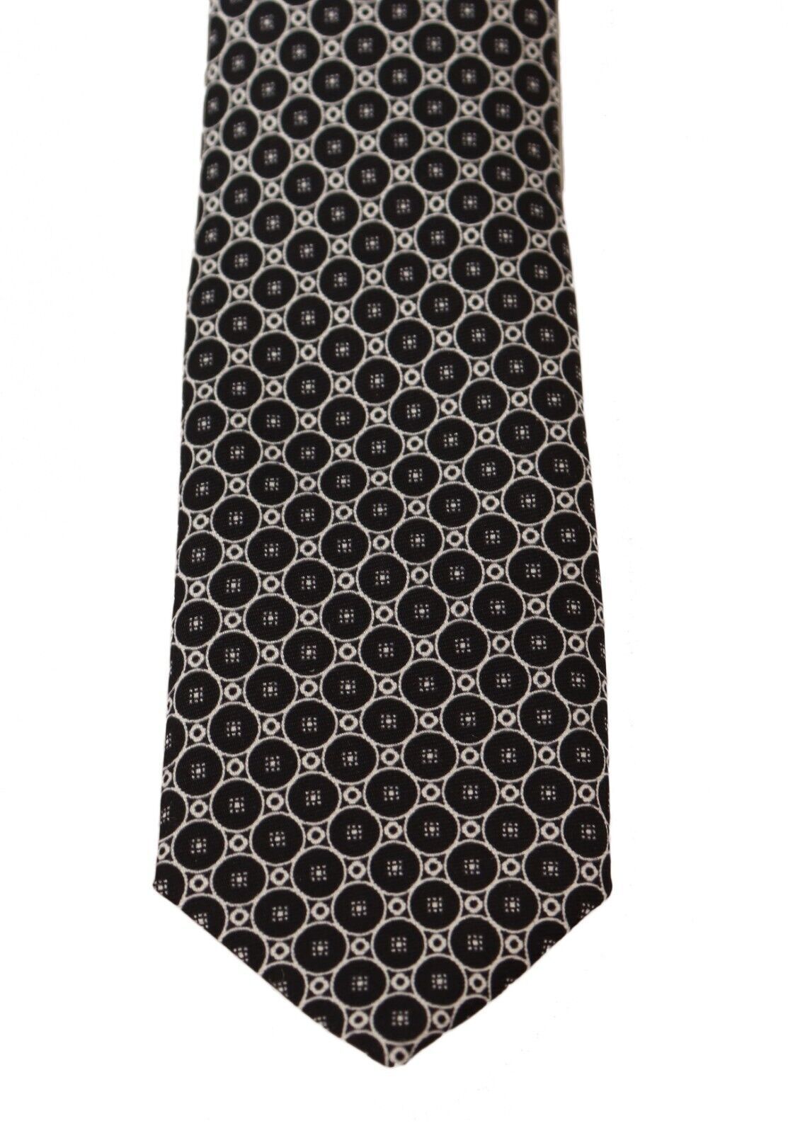 Elegant Patterned Black Silk Tie