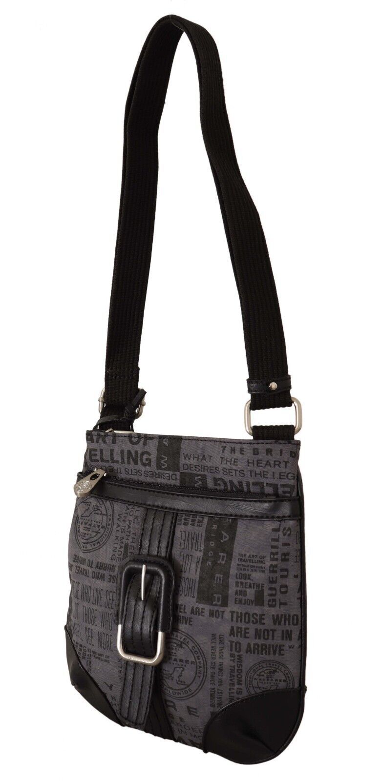 Chic Gray Fabric Crossbody Bag with Zipper Closure