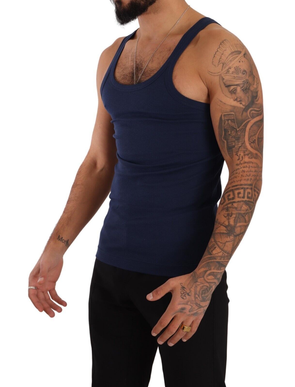 Elegant Dark Blue Cotton Tank Top