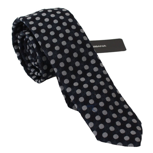 Elegant Blue Polka Dot Silk Neck Tie