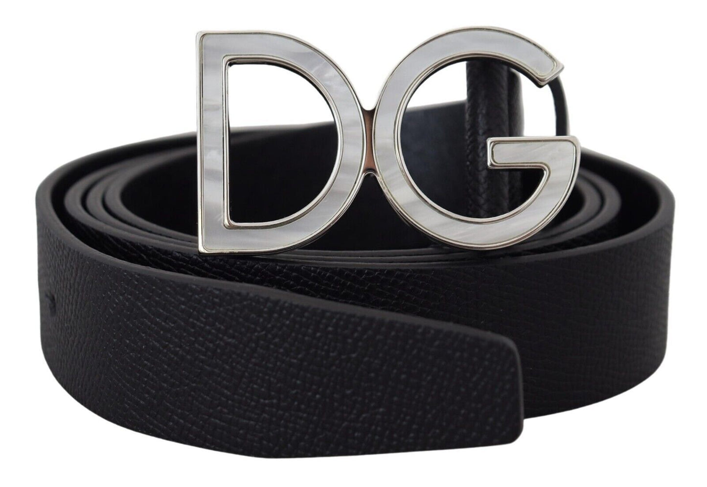 Elegant Leather Belt with DG Metal Buckle