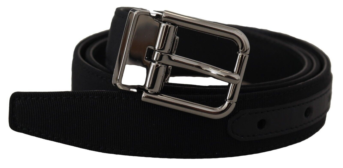 Elegant Black Leather Belt with Metal Buckle