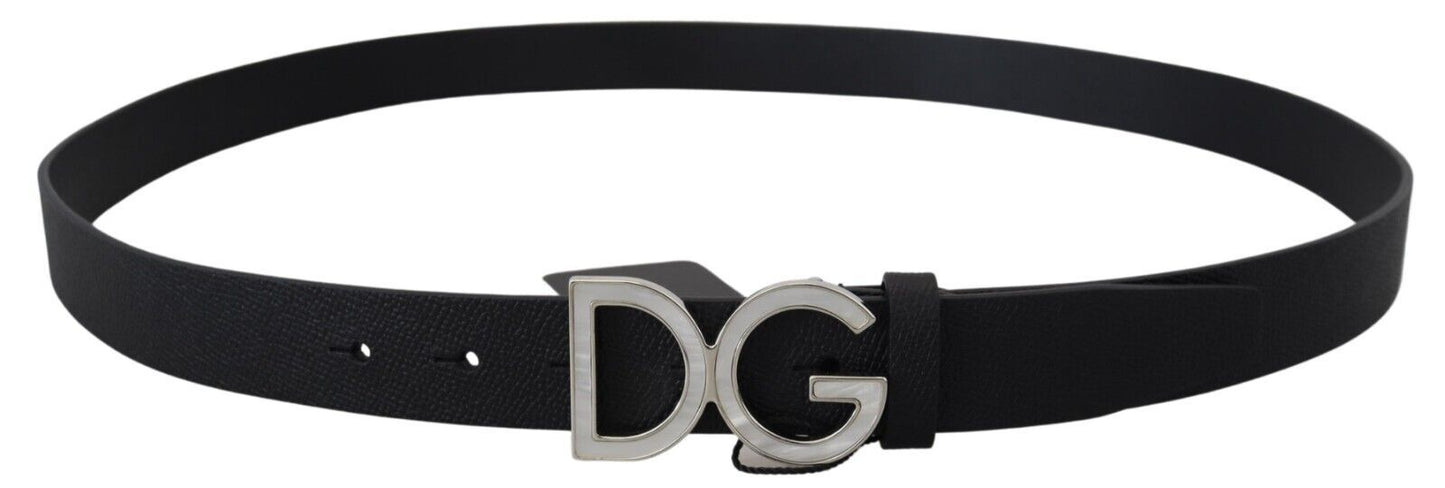 Elegant Leather Belt with DG Metal Buckle