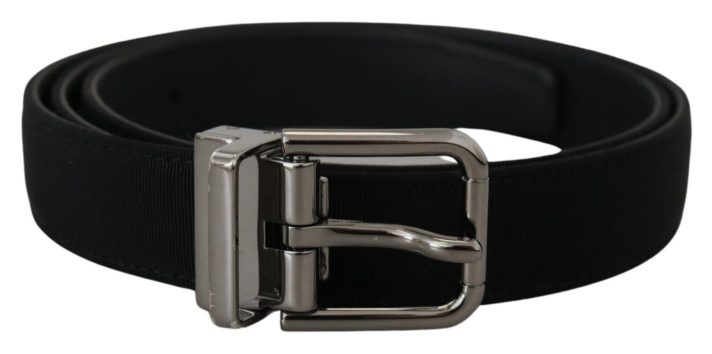 Elegant Black Leather Belt with Metal Buckle