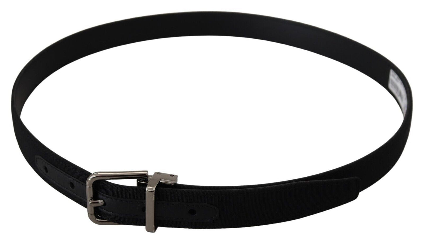 Elegant Black Leather Belt with Metal Buckle