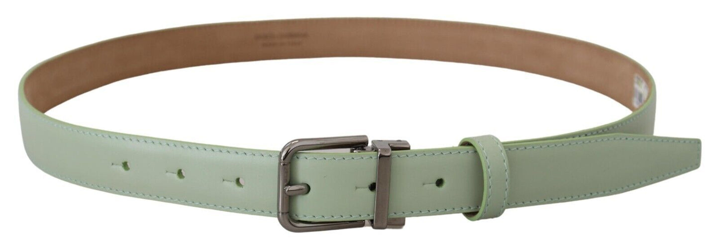 Mint Green Leather Silver Tone Metal Buckle