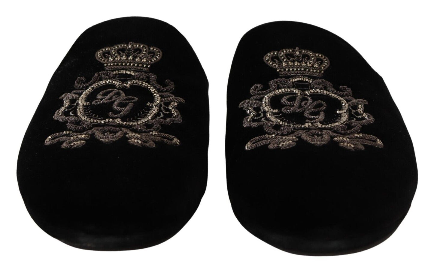 Elegant Velvet Embroidered Slides