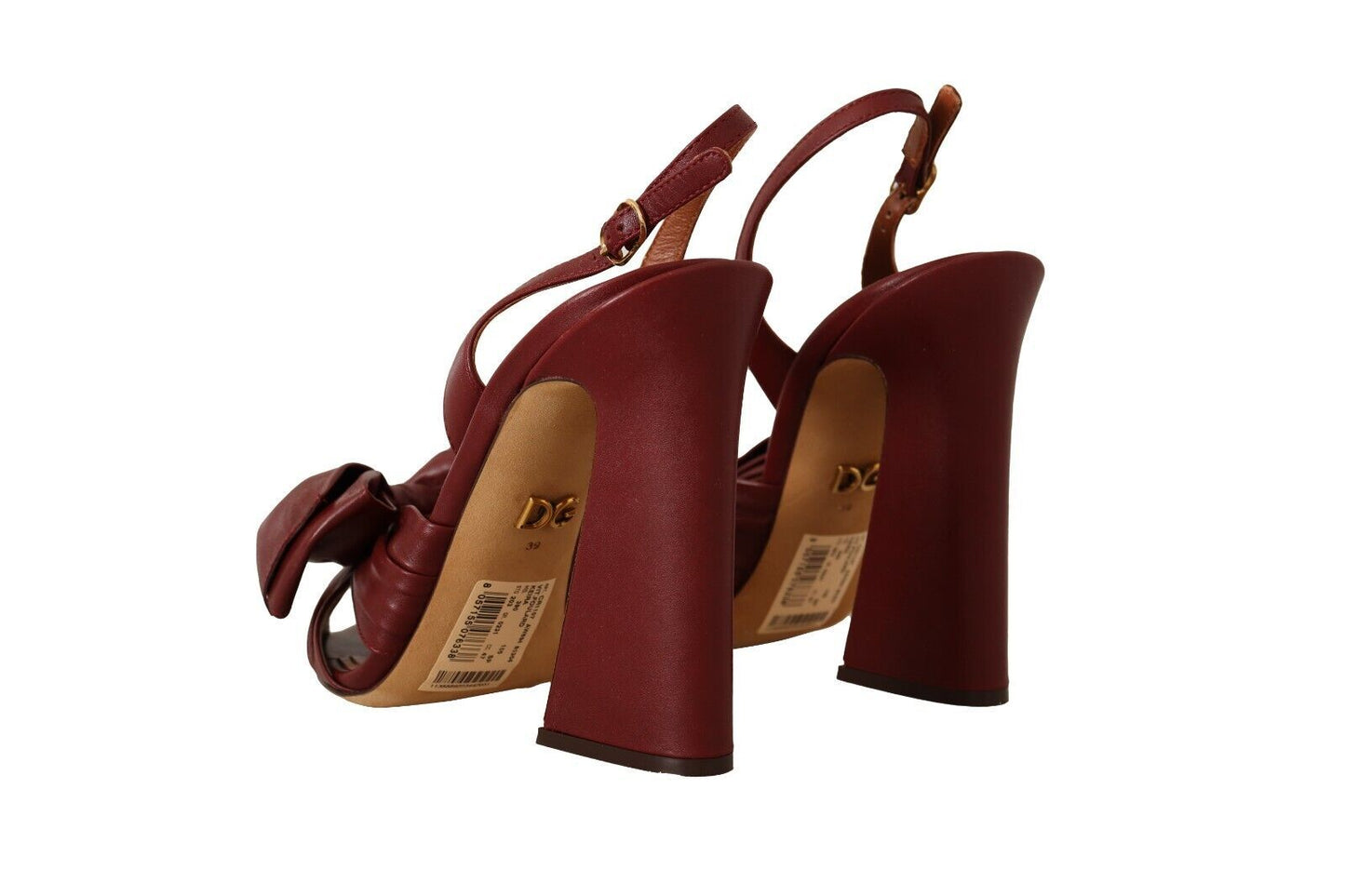 Burgundy Bow Applique Leather Heels