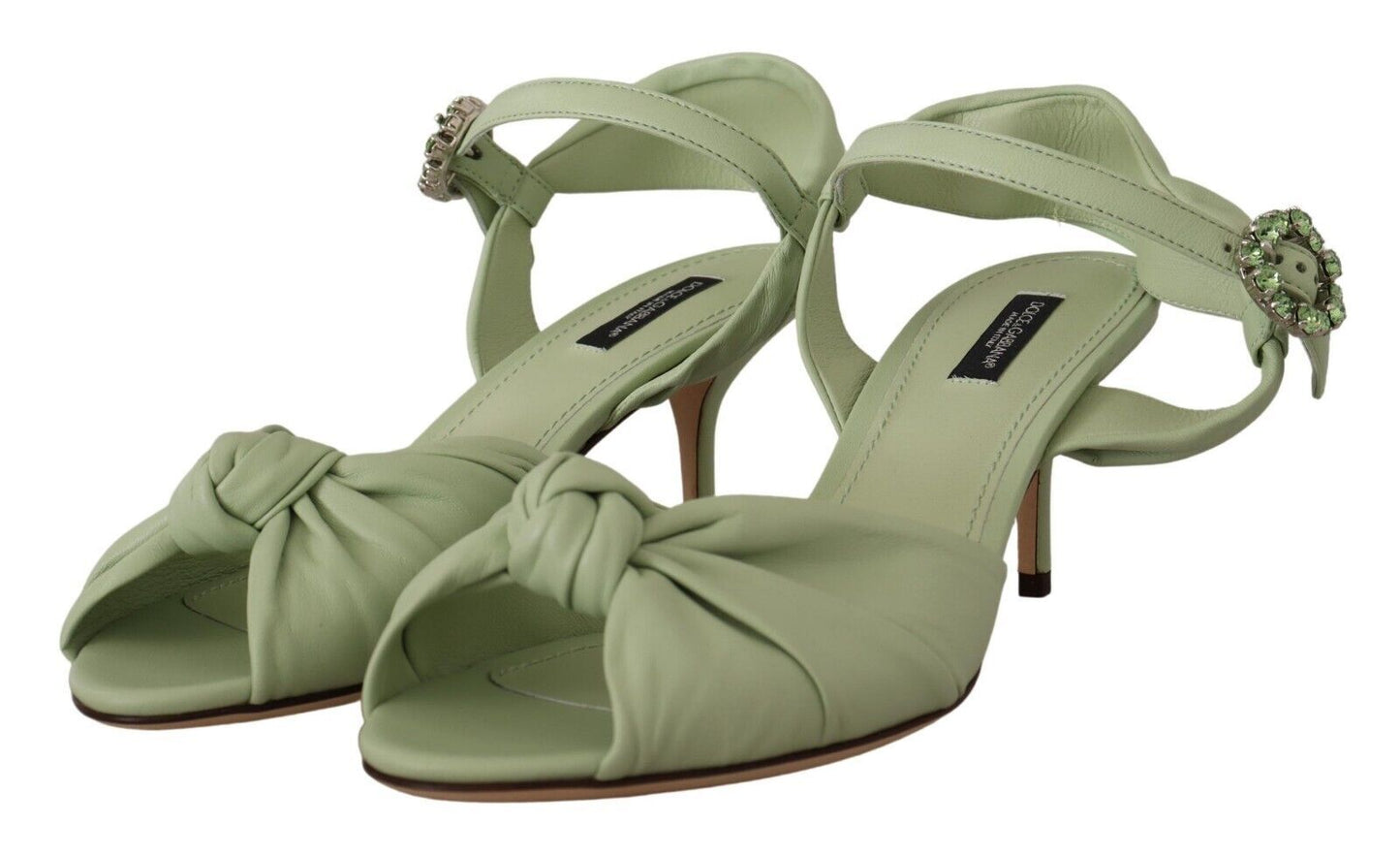 Elegant Aqua Green Ankle Strap Crystal Sandals