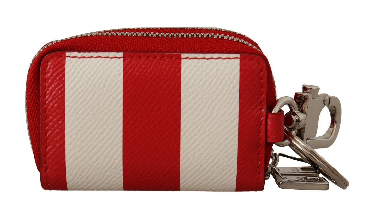 Elegant Striped Leather Coin Purse