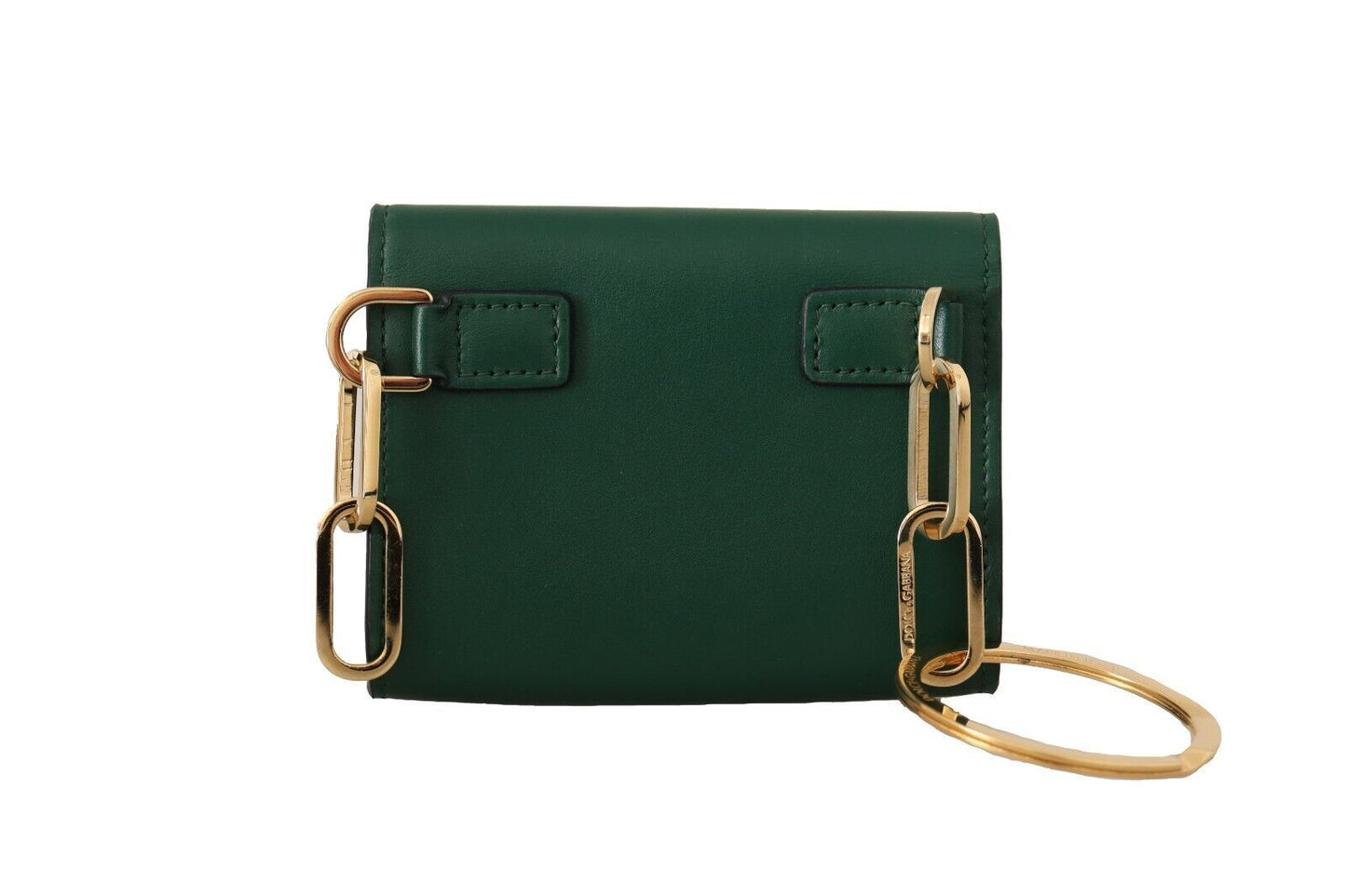 Chic Green Leather Coin Purse with Chain Strap