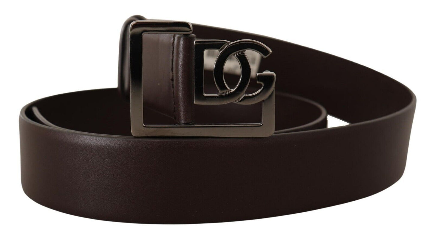 Elegant Black Leather Belt with Silver Buckle