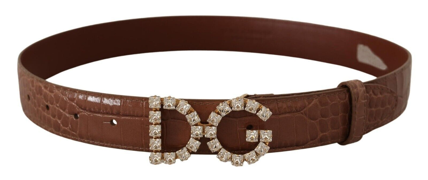 Elegant Crystal Buckle Leather Belt