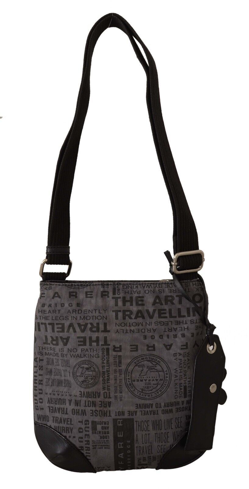 Chic Gray Fabric Crossbody Bag with Zipper Closure