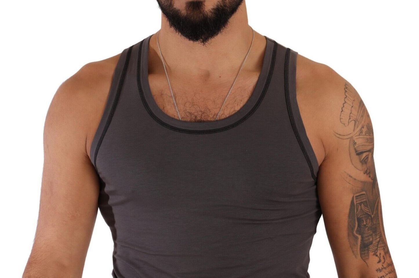 Sleek Dark Grey Cotton Tank Top