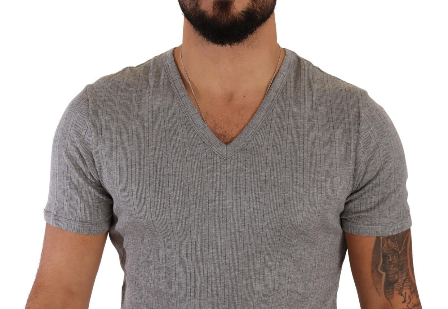 Light Gray Modal Deep V-neck T-shirt Underwear