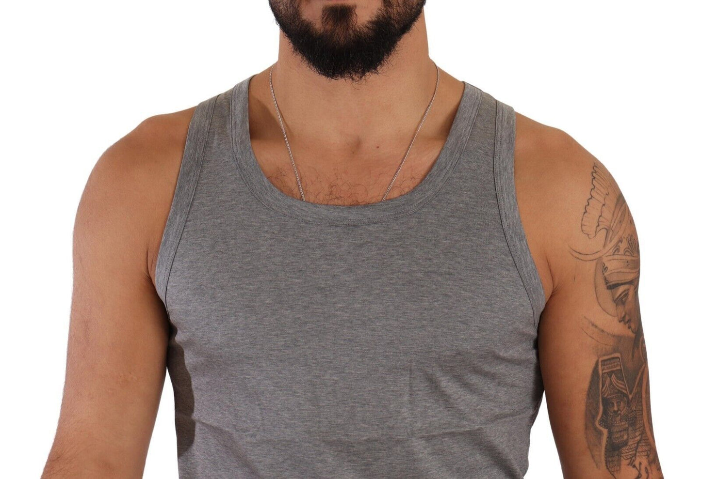 Elegant Melange Grey Tank Top T-Shirt