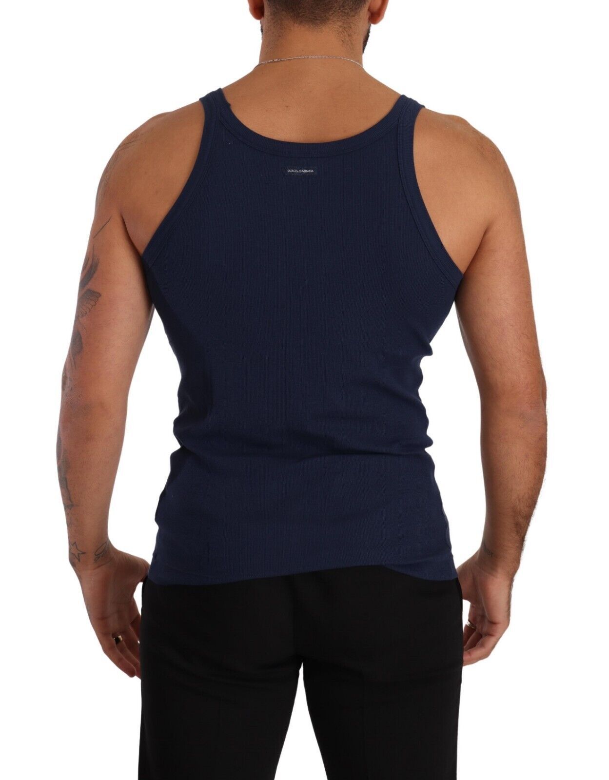 Elegant Dark Blue Cotton Tank Top