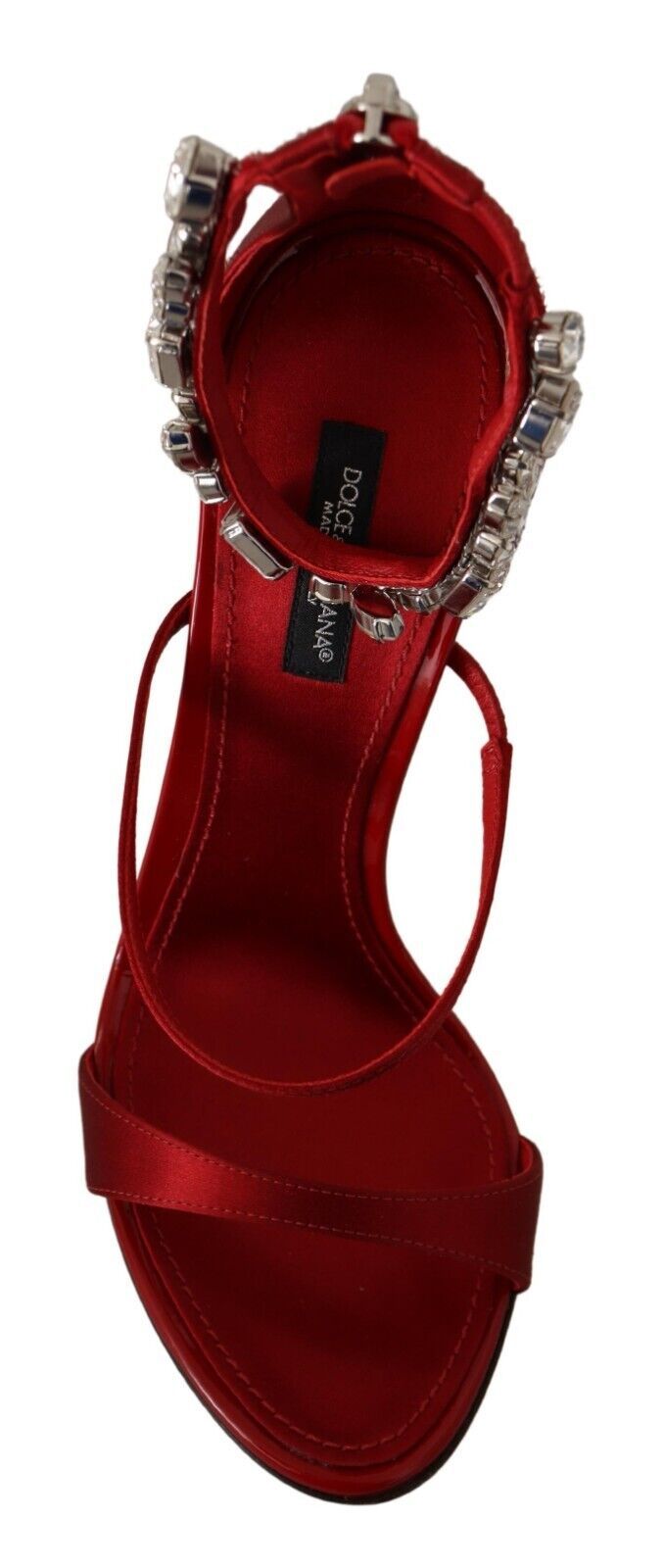 Crystal-Embellished Red Heeled Sandals