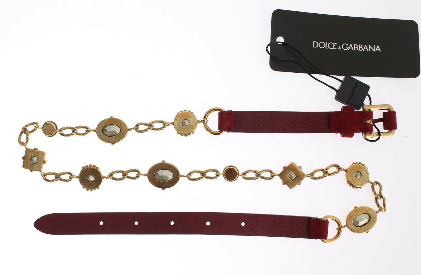 Red Suede Crystal Baroque Waist Belt