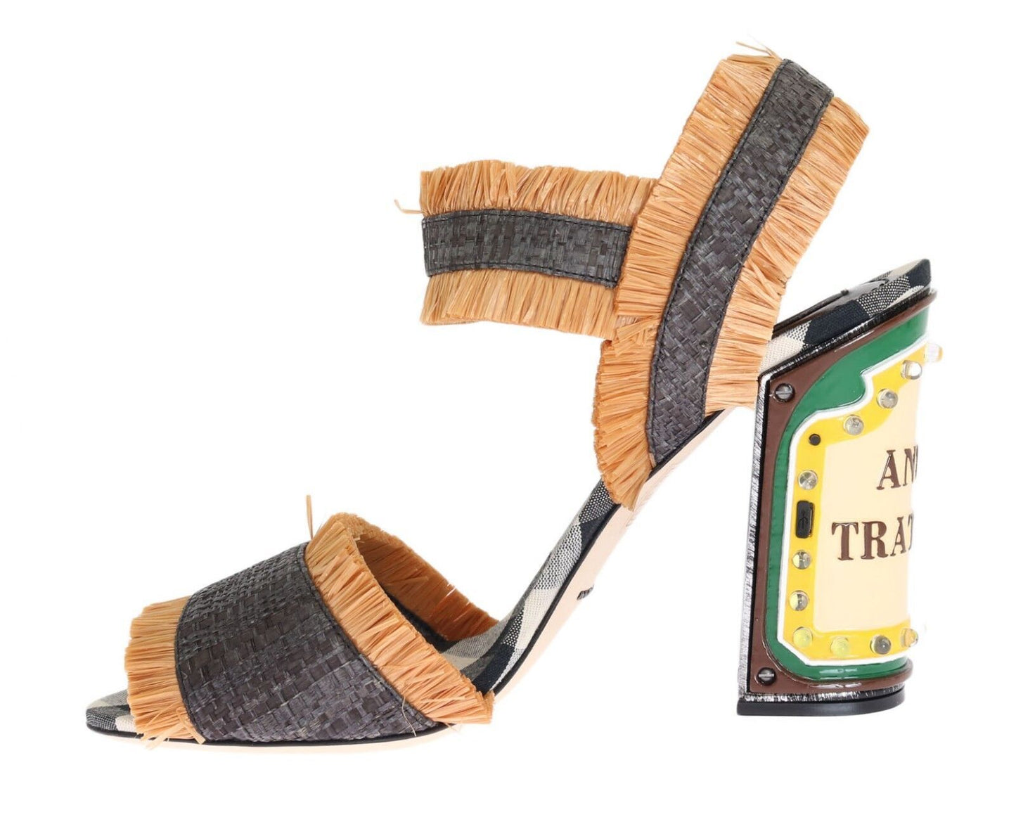 Antica Trattoria Straw Sandals with LED Heels