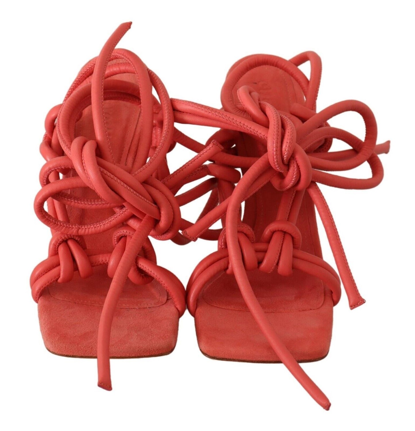 Coral Suede Strappy Stiletto Sandals