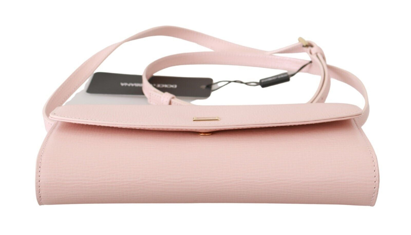 Chic Pink Leather Evening Crossbody Bag