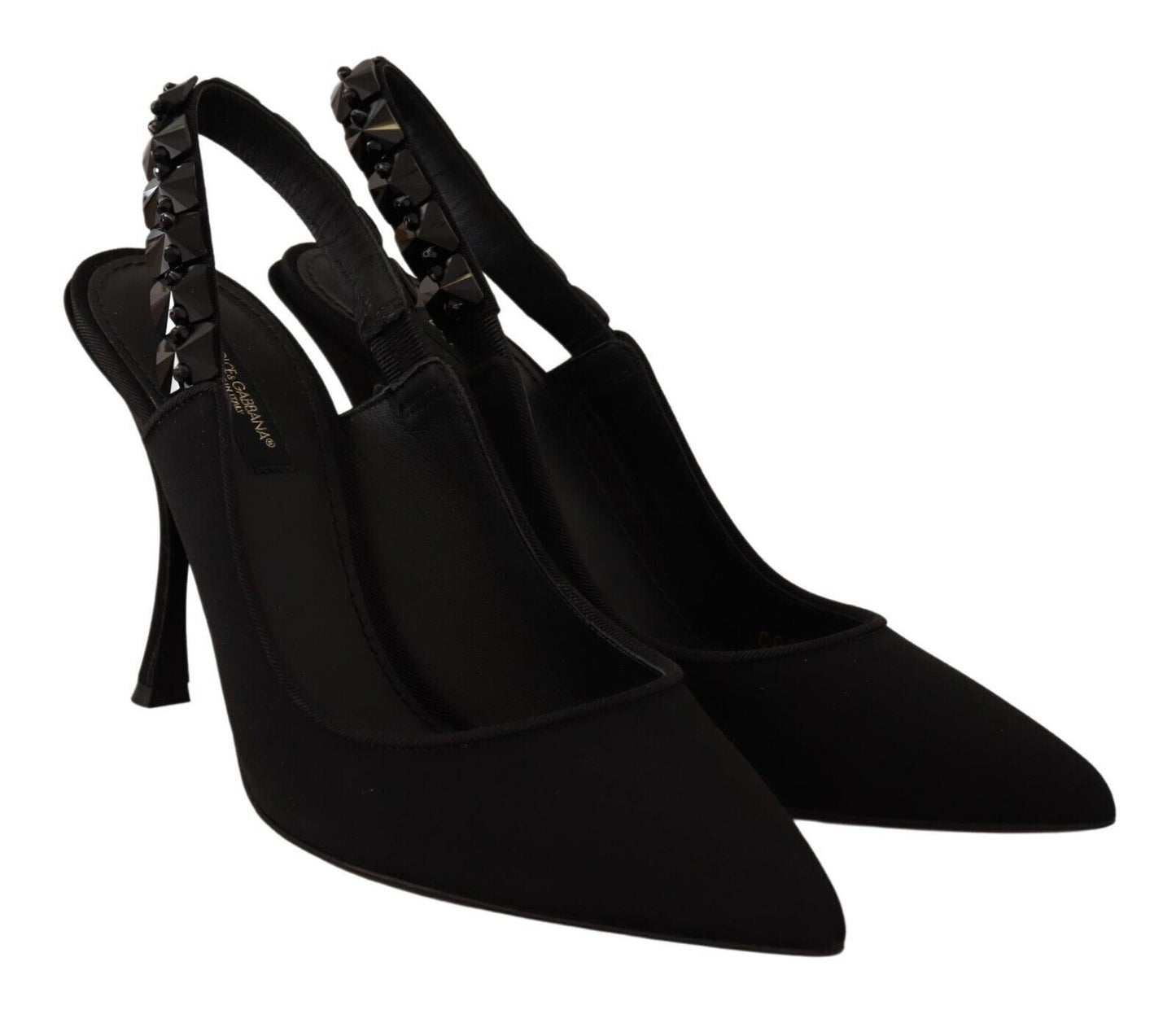 Elegant Black Silk Blend Slingback Pumps