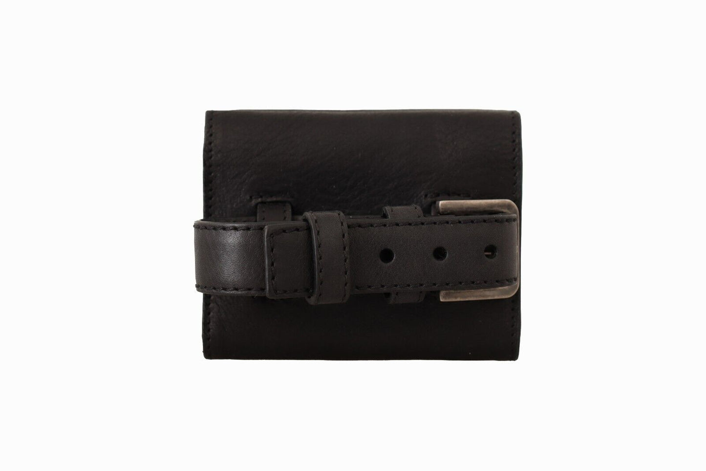 Elegant Black Leather Multi-Kit Trifold Wallet