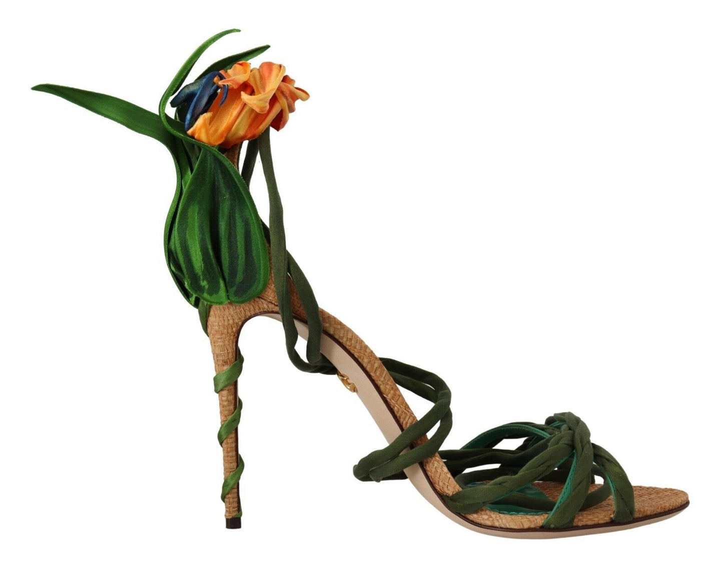 Multicolor Floral Applique Heel Sandals