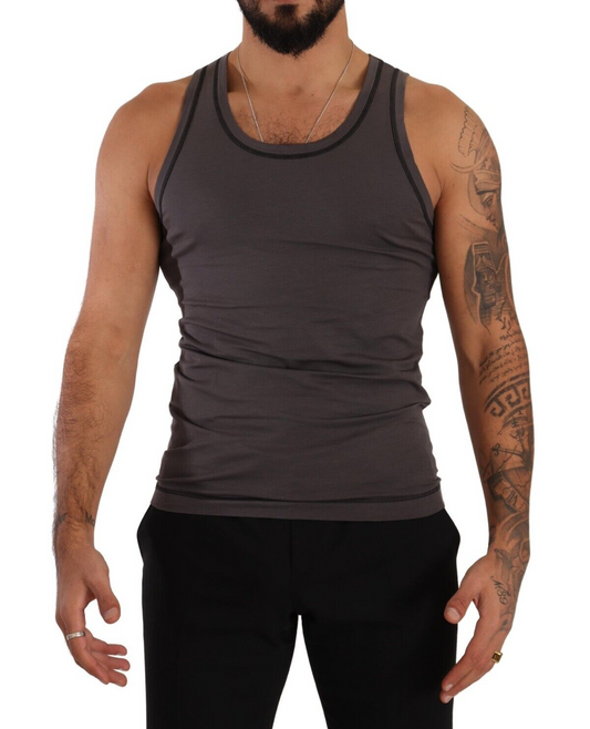 Sleek Dark Grey Cotton Tank Top