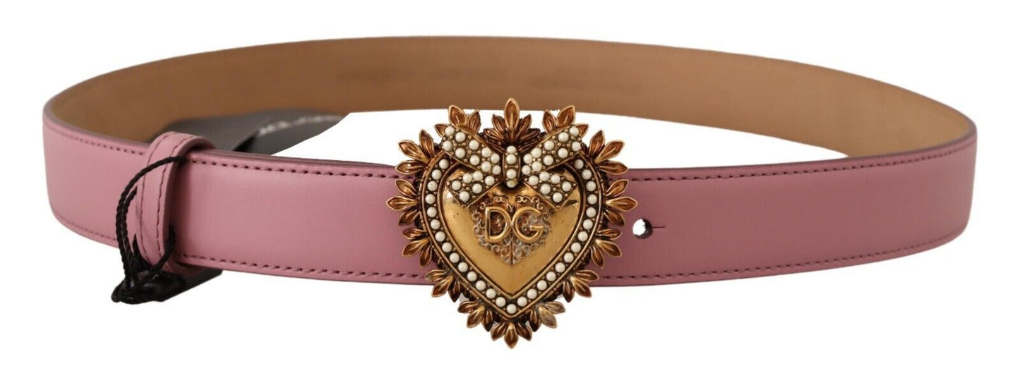 Elegant Pink Patent Heart Buckle Belt