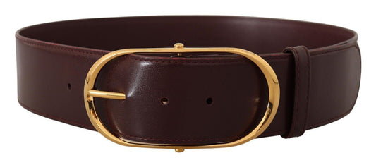 Elegant Purple Leather Belt with Gold Buckle