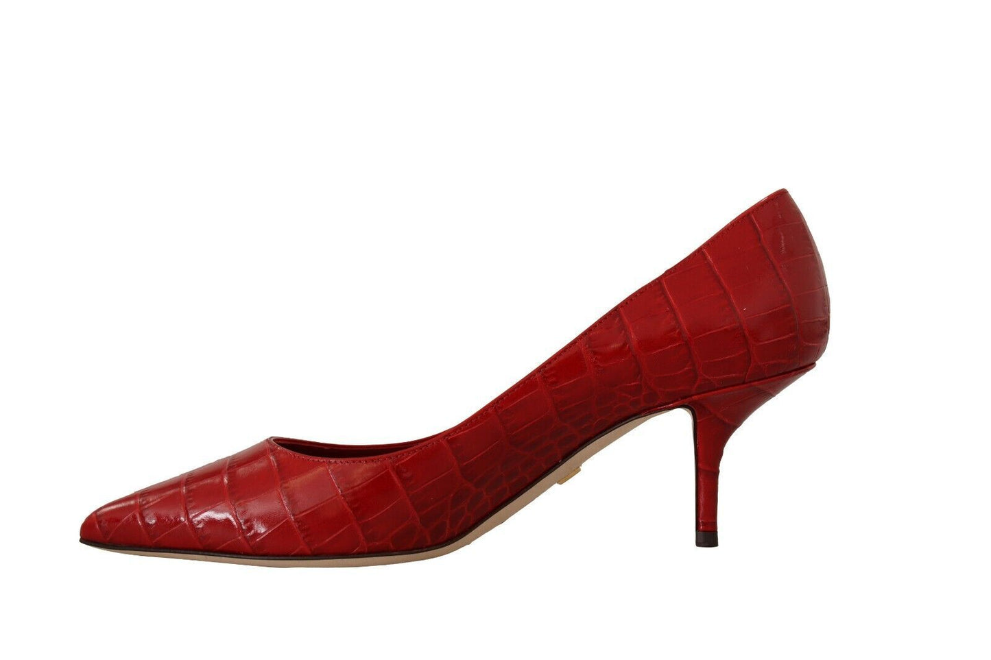 Red Leather Kitten Heels Pumps Women's Shoes