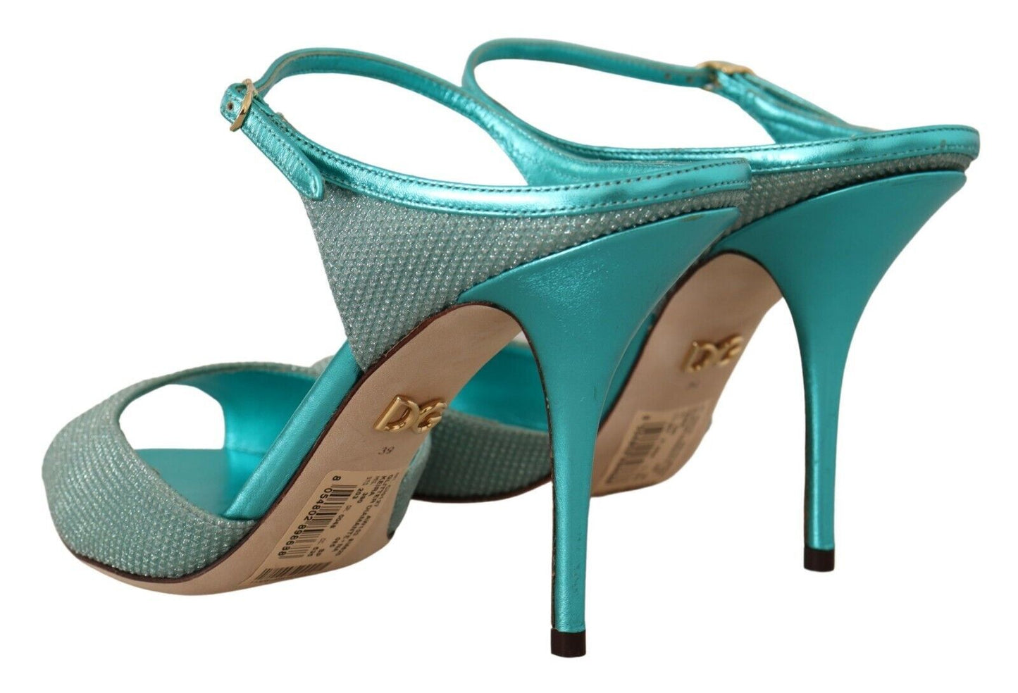 Aqua Blue Glitter Heels Sandals