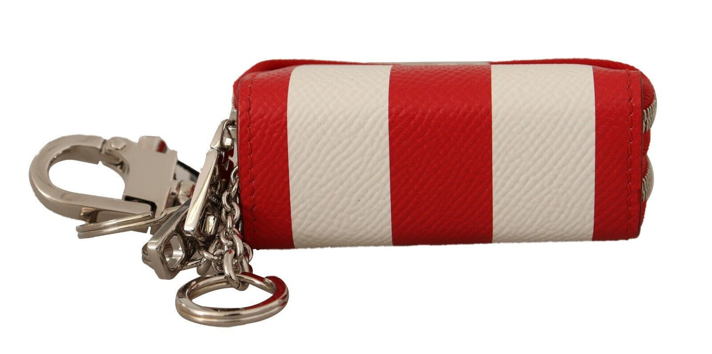 Elegant Striped Leather Coin Purse