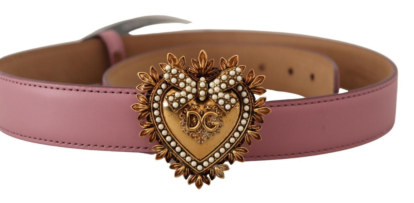 Elegant Pink Patent Heart Buckle Belt