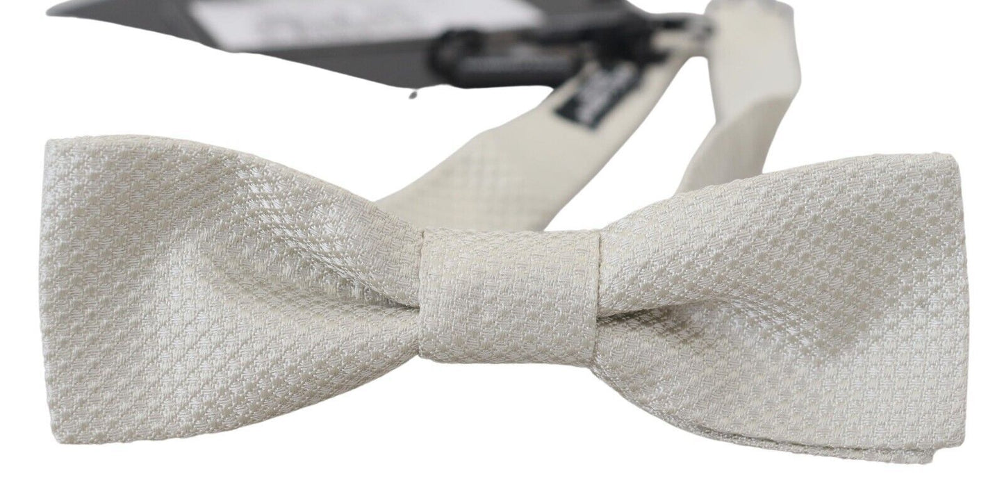 Elegant White Silk Bow Tie