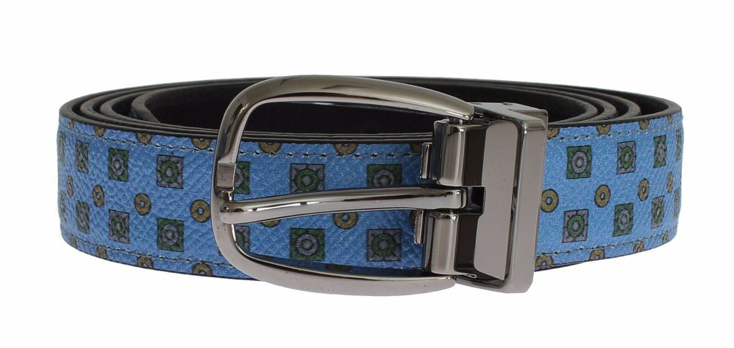 Exquisite Blue Baroque Silk Tie & Leather Belt Set