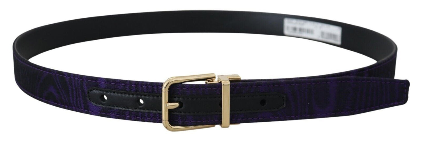 Elegant Purple Jacquard Leather Belt